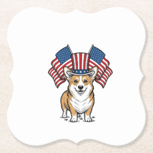 Porta-copo De Papel Camisa de Corgi Patriota com Desenho de Gravura Vi
