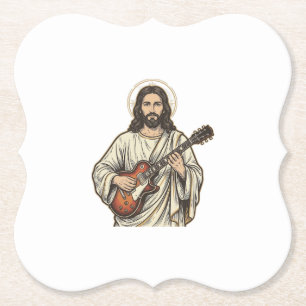 Porta-copo De Papel Camisa de desenho de gravura de guitarrista sagrad
