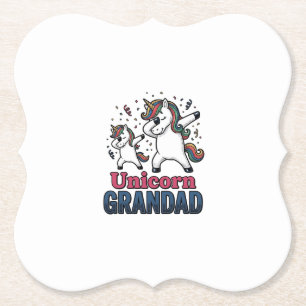 Porta-copo De Papel Camisa de desenho de gravura vintage do avô unicór
