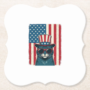 Porta-copo De Papel Camisa de Gato Patriota com Estandarte de Gravura 