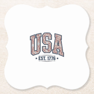 Porta-copo De Papel Camisa de Gravura Patriótica Vintage EUA Est 1776_