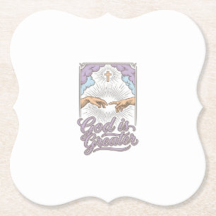 Porta-copo De Papel Camisa de Gravura Vintage Cristã Deus É Maior_1