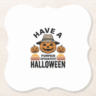 Porta-copo De Papel Camisa de Gravura Vintage de Halloween de Abóbora 