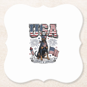 Porta-copo De Papel Camisa de Gravura Vintage Patriótica Doberman EUA