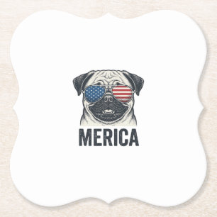 Porta-copo De Papel Camisa de Gravura Vintage Patriótica Pug Merica De