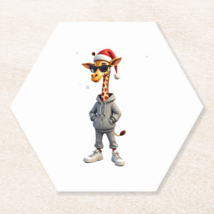 Porta-copo De Papel Camisa de Manga Longa Girafa do Papai Noel de Nata