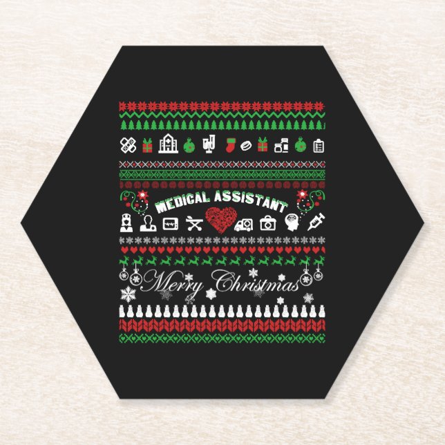 Porta-copo De Papel Camisa de Natal do Assistente Médico (Frente)