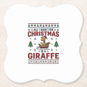 Porta-copo De Papel Camisa de Natal Funny Giraffe Sleigh Des