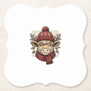 Porta-copo De Papel Camisa de Natal Vintage com Vaca das Terras Altas 