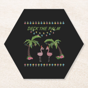 Porta-copo De Papel Camisa De Palmas - Camisa Flamingo Xmas