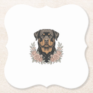 Porta-copo De Papel Camisa de retrato floral de Rottweiler vintage Des