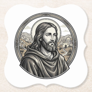 Porta-copo De Papel Camisa de retrato religioso com gravação vintage