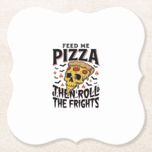 Porta-copo De Papel Camisa de Terror de Pizza Gravura Vintage Noite de