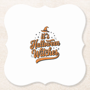 Porta-copo De Papel Camisa de Tipografia de Bruxas de Halloween Vintag