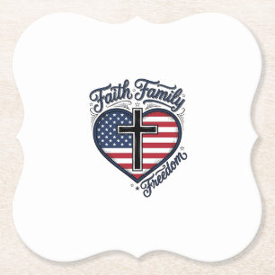 Porta-copo De Papel Camisa Fé Família Liberdade Cruz Patriótica Coraçã