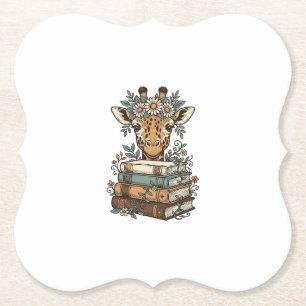 Porta-copo De Papel Camisa Floral com Girafa Vintage Lendo Livros Desi