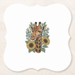Porta-copo De Papel Camisa Floral de Girassol com Girafa Gravada Vinta