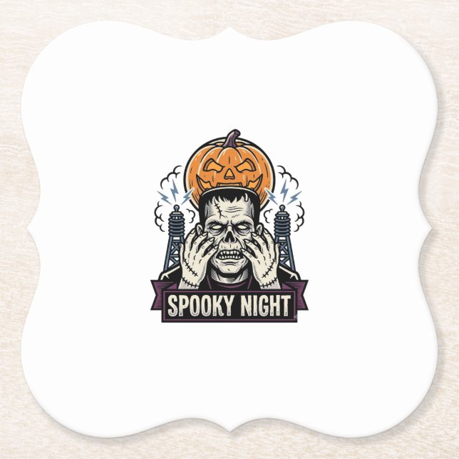 Porta-copo De Papel Camisa Monstro de Halloween com Gravação da Lua de (Frente)