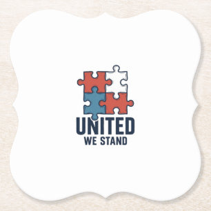 Porta-copo De Papel Camisa Patriótica Peça de Puzzle Unidos Nós Perman