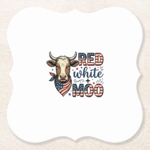 Porta-copo De Papel Camisa Patriótica Vaca Vermelha Branca Moo 4 de Ju