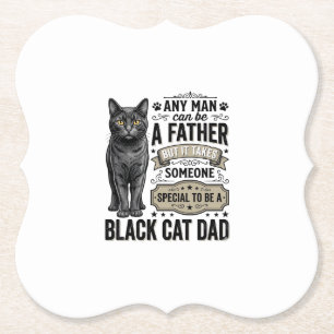Porta-copo De Papel Camisa Preta de Gato Papai Design de Gravura Vinta