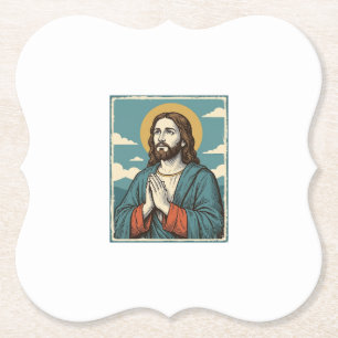 Porta-copo De Papel Camisa Religiosa do Salvador Orando Vintage Design