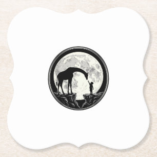 Porta-copo De Papel Camisa Silhueta Lua Girafa e Criança Vintage_1