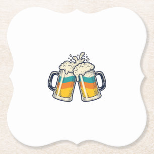 Porta-copo De Papel Camisa Vector de Caneca de Cerveja Arco-Íris Vinta