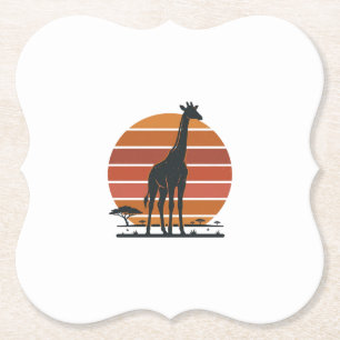 Porta-copo De Papel Camisa Vetorial Vintage Giraffe Sunset Safari Desi
