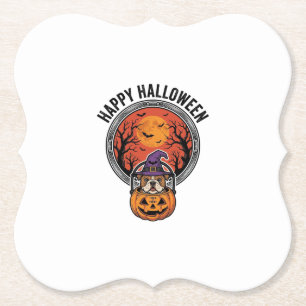 Porta-copo De Papel Camisa Vintage de Halloween Feliz Bulldog Bruxa Ab