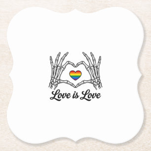 Porta-copo De Papel Camiseta Amor É Amor Coração Arco-íris Mãos de Esq