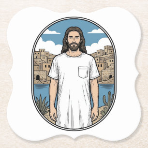 Porta-copo De Papel Camiseta cênica de figura espiritual com gravação 
