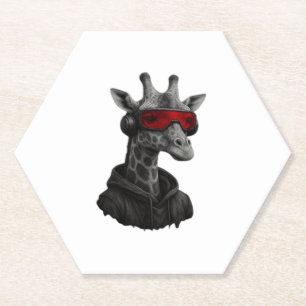 Porta-copo De Papel Camiseta Clássica de girafa vermelha e preta abstr