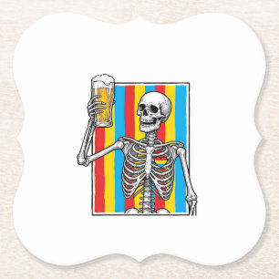 Porta-copo De Papel Camiseta com Gravação Vintage de Cerveja Esqueleto