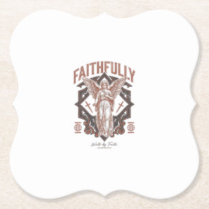 Porta-copo De Papel Camiseta Cristã Gravação Vintage Anjo Fielmente