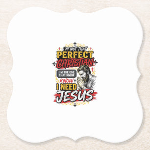 Porta-copo De Papel Camiseta Cristã Vintage Eu Preciso de Jesus Design
