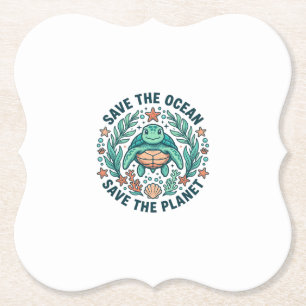 Porta-copo De Papel Camiseta de gravura vintage de tartaruga marinha S