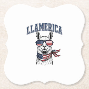 Porta-copo De Papel Camiseta de Gravura Vintage Llama Patriótica Llame