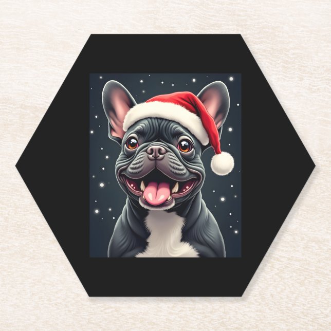 Porta-copo De Papel Camiseta de Natal de Bulldog Francês (Frente)
