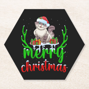 Porta-copo De Papel Camiseta De Natal De Gato Divertida Presente De Na