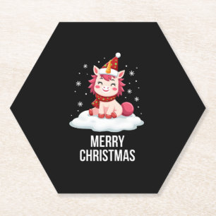 Porta-copo De Papel Camiseta de Natal de unicórnio fofo chapéu de Nata