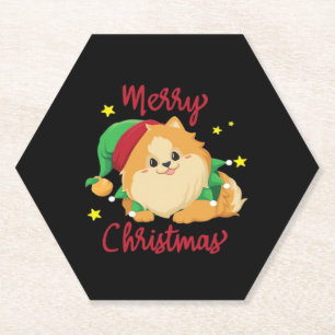 Porta-copo De Papel Camiseta de Natal Pomeraniana Merry Xmas Essencial