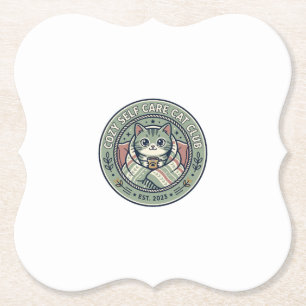 Porta-copo De Papel Camiseta Gráfica de Gato de Auto Cuidado Aconchega
