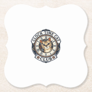 Porta-copo De Papel Camiseta Gráfica de Gato Hora do Relógio - Hora do