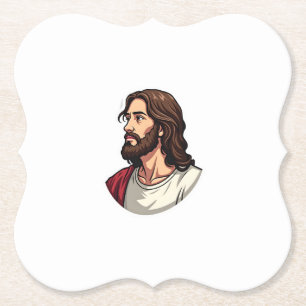 Porta-copo De Papel Camiseta Gravura Vintage Perfil Lateral de Jesus 2