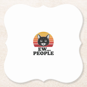Porta-copo De Papel Camiseta Retro Pôr do Sol Gato Preto Engraçado Pes