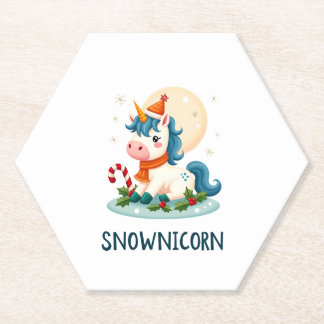 Porta-copo De Papel Camiseta Snownicorn Unicórnio Fofo Boneco de Neve 