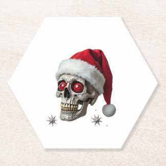 Porta-copo De Papel Camiseta Sugar Skull com Chapéu de Papai Noel Pija