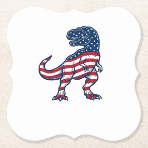 Porta-copo De Papel Camiseta T-Rex Patriota Bandeira Americana_1
