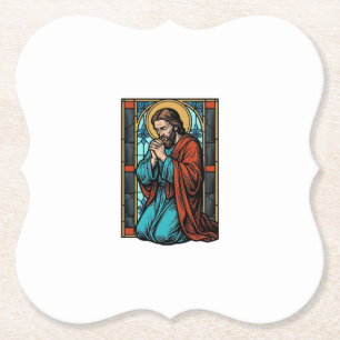 Porta-copo De Papel Camiseta Vetorial Figura Religiosa Orando Vintage